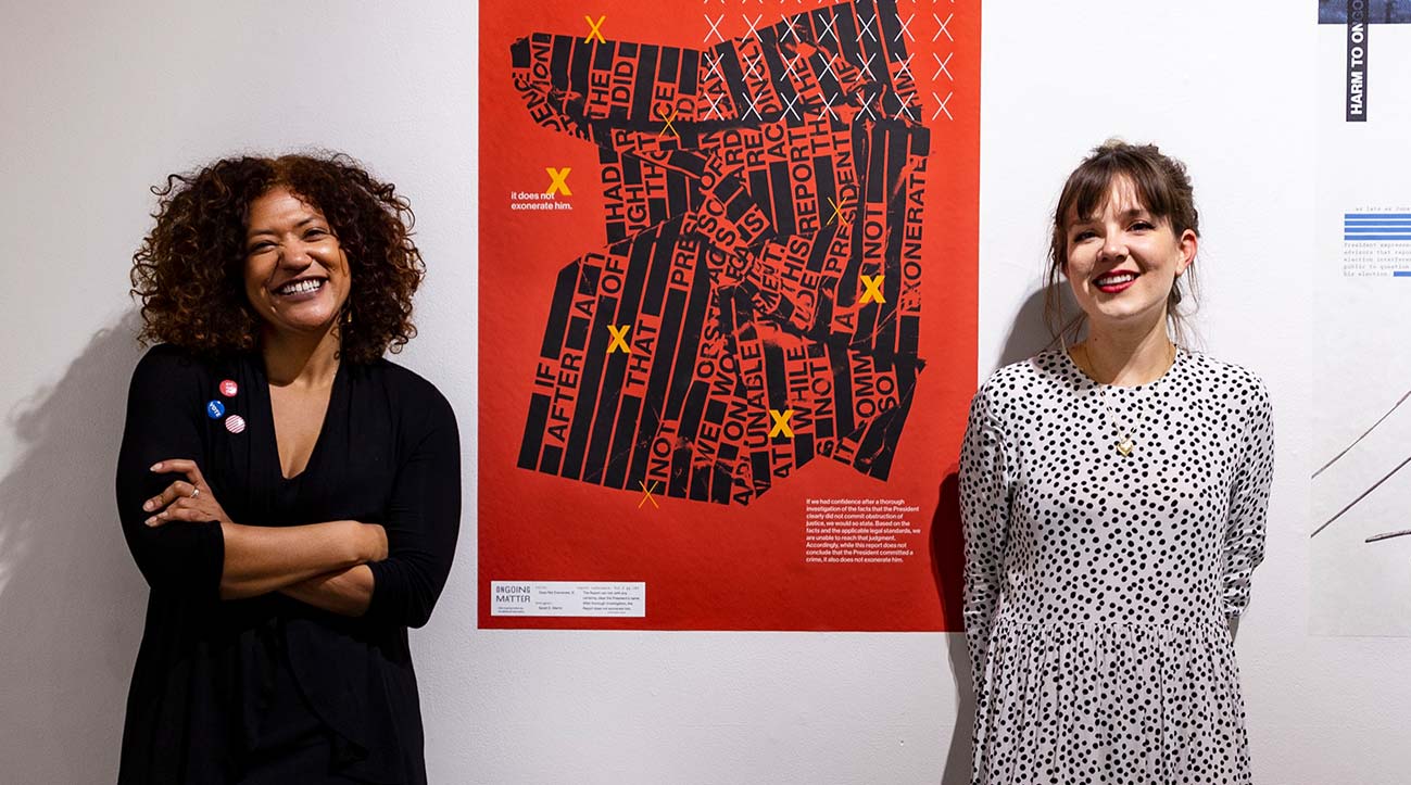Anne H. Berry and Sarah Edmands Martin, the co-creators of Ongoing Matter, at the 2019 opening of the first exhibition.